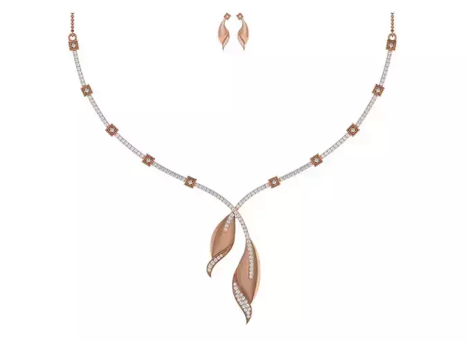 Women necklace-earrings set 3dm stl render detail