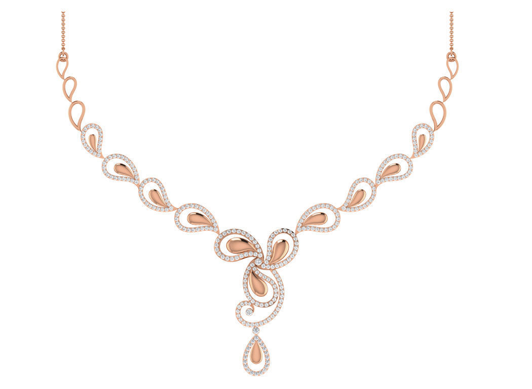 Women necklace-earrings set 3dm stl render detail 3D print model_6