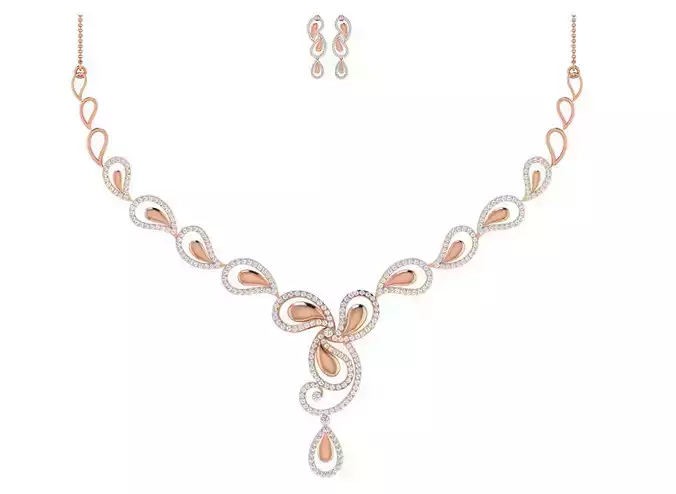 Women necklace-earrings set 3dm stl render detail