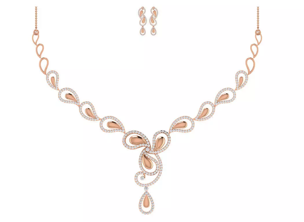 Women necklace-earrings set 3dm stl render detail 3D print model_0