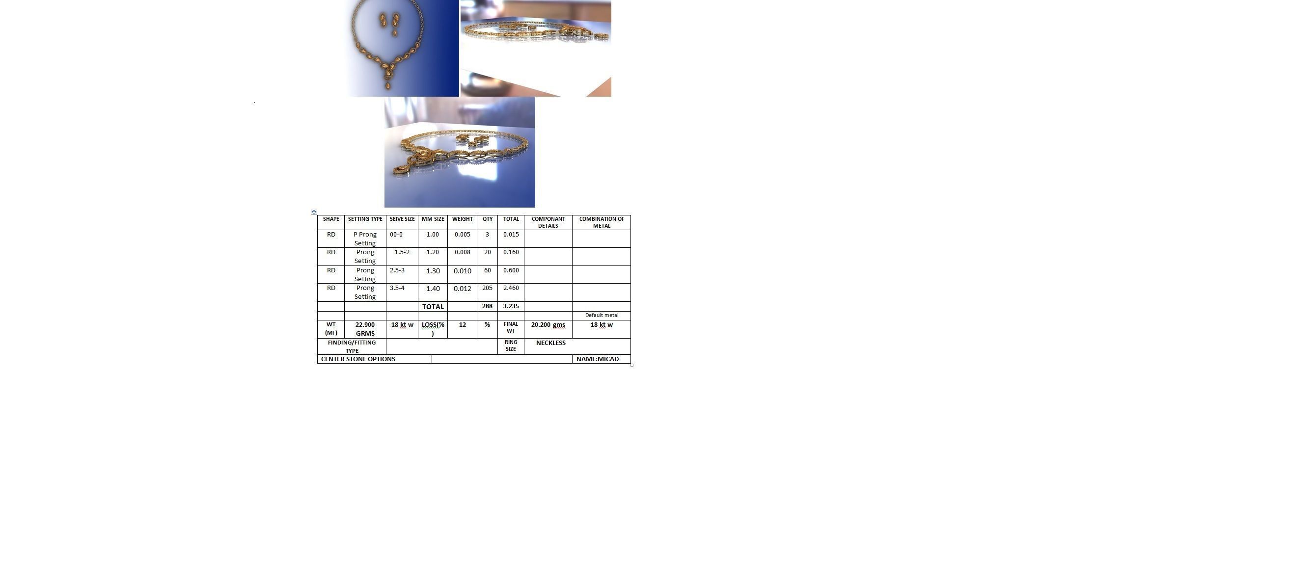 Women necklace-earrings set 3dm stl render detail 3D print model_10