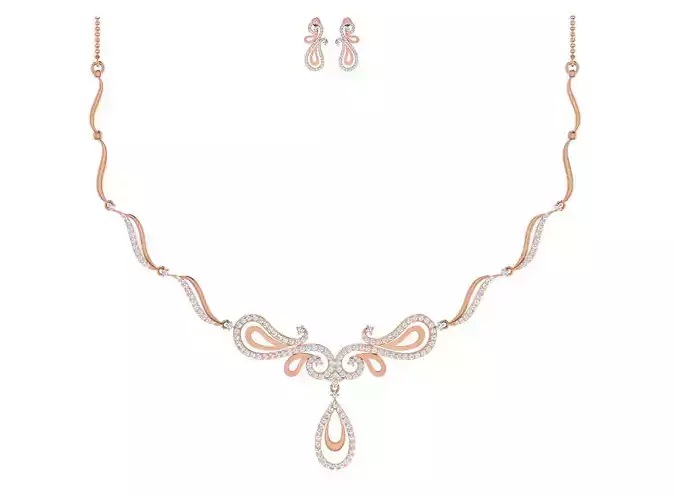 Women necklace-earrings set 3dm stl render detail
