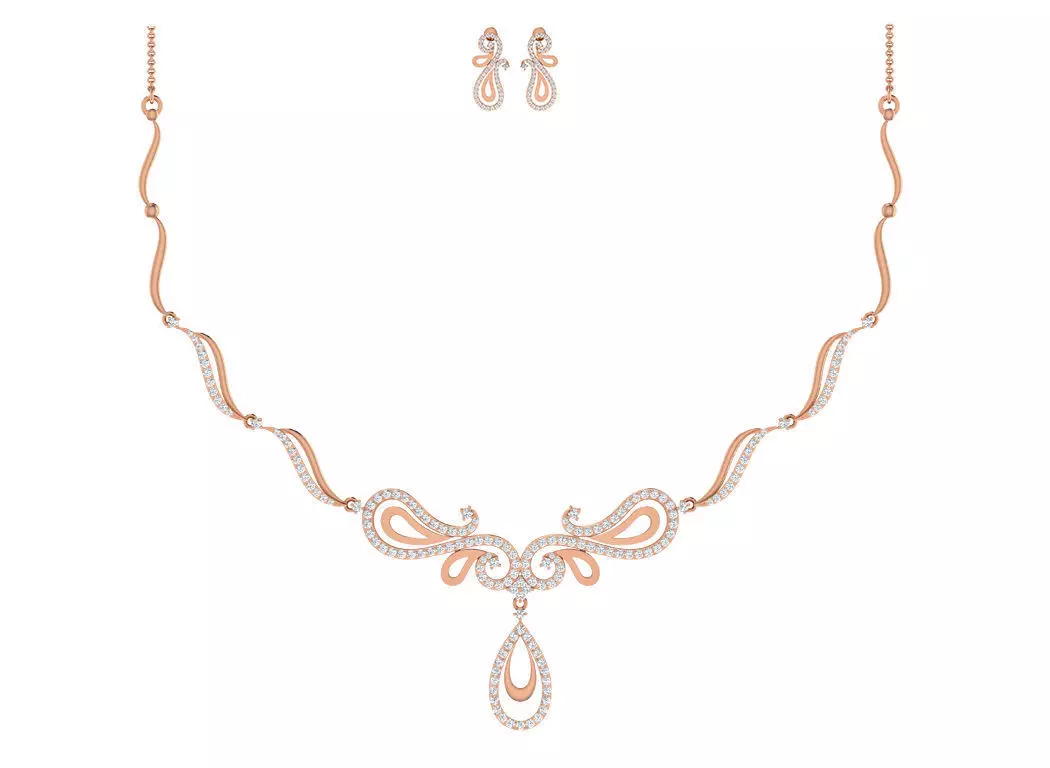 Women necklace-earrings set 3dm stl render detail 3D print model