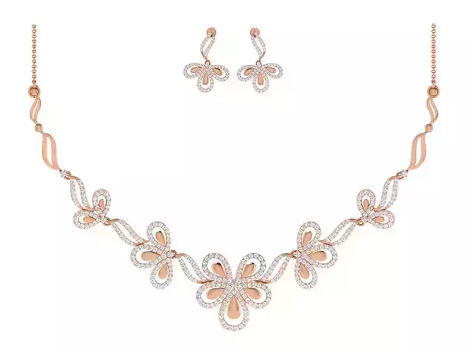 Women necklace-earrings set 3dm stl render detail