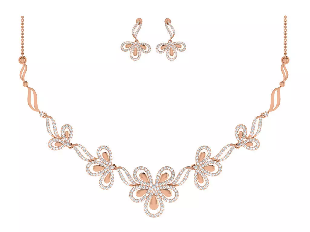 Women necklace-earrings set 3dm stl render detail 3D print model