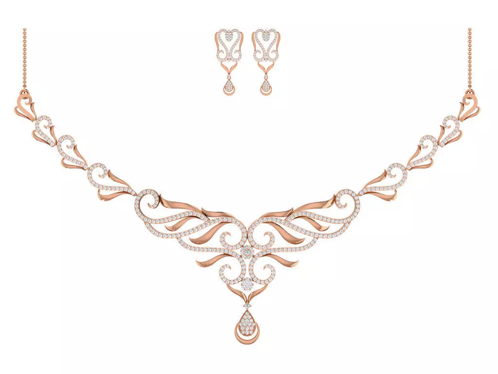 Women necklace-earrings set 3dm stl render detail 3D print model