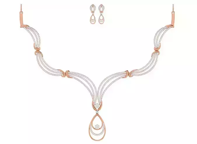Women necklace-earrings set 3dm stl render detail