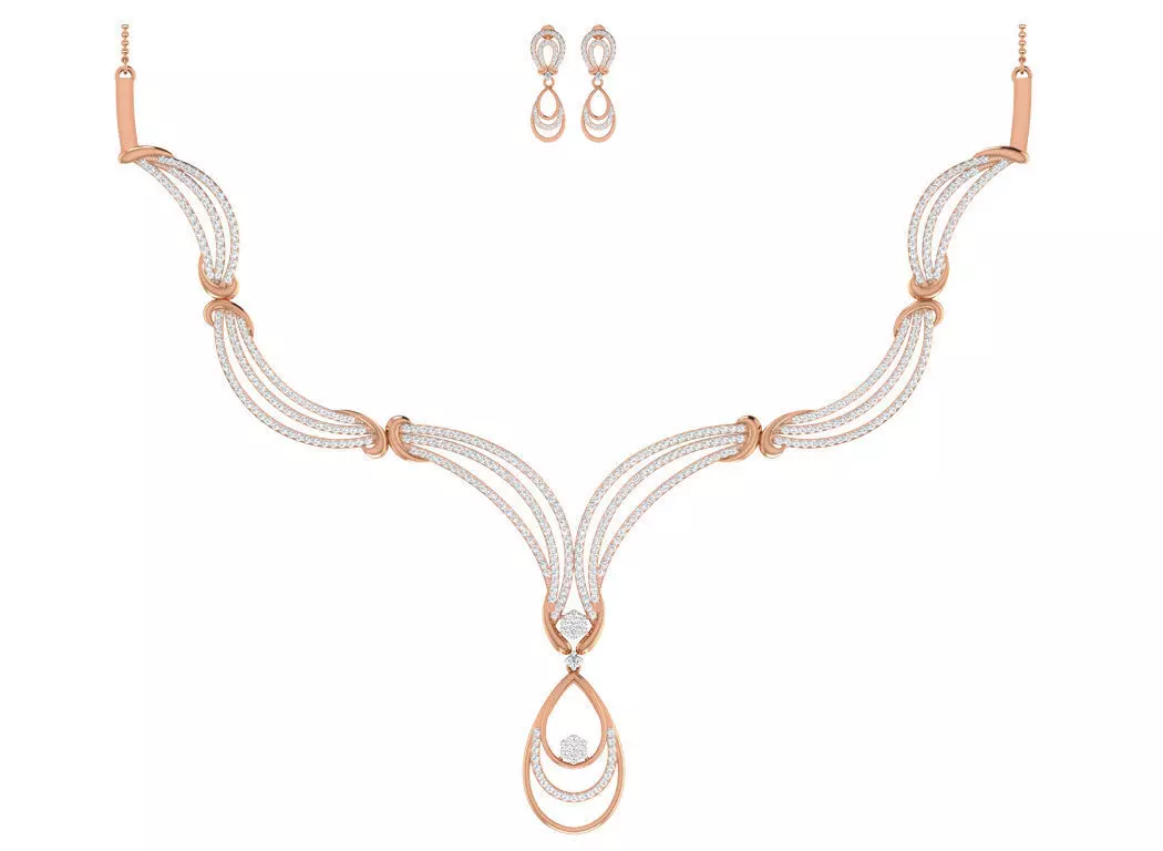 Women necklace-earrings set 3dm stl render detail 3D print model