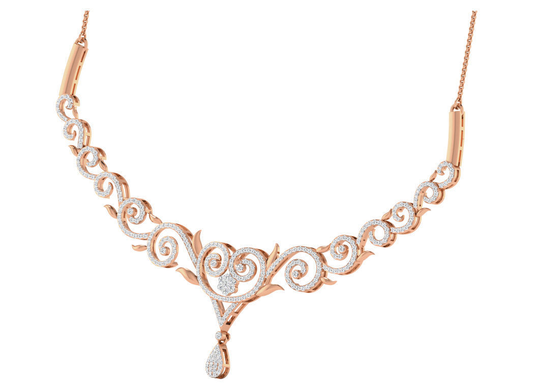 Women necklace-earrings set 3dm stl render detail 3D print model_5