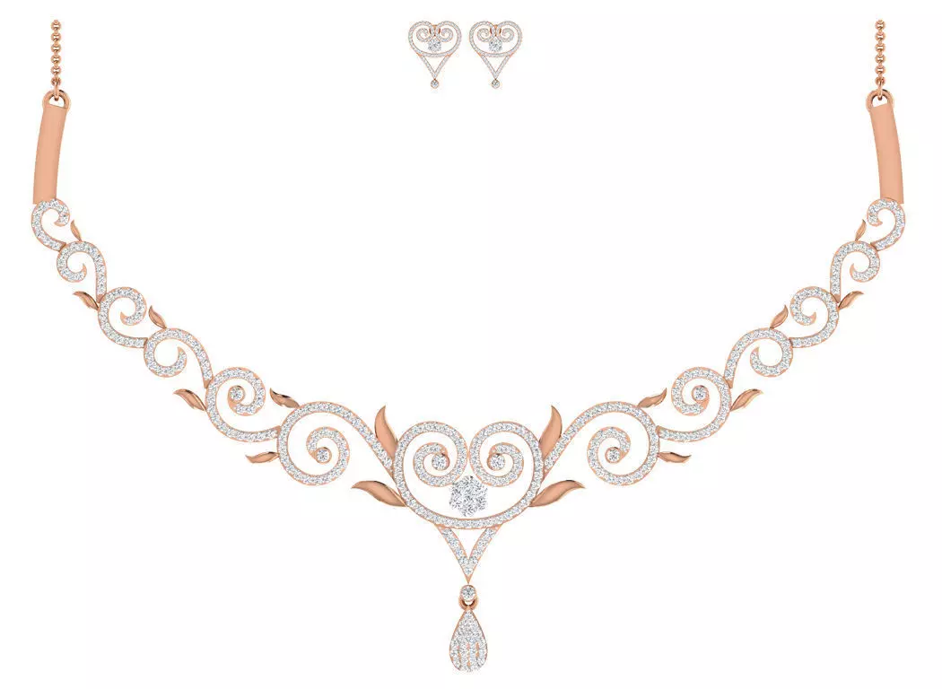 Women necklace-earrings set 3dm stl render detail 3D print model_0