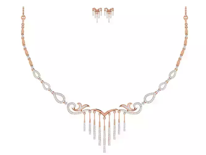 Women necklace-earrings set 3dm stl render detail