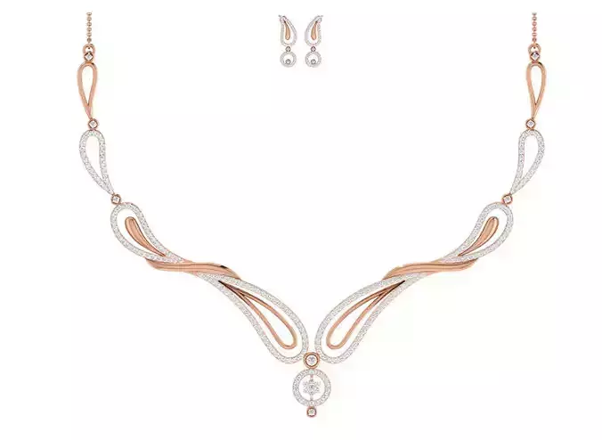 Women necklace-earrings set 3dm stl render detail