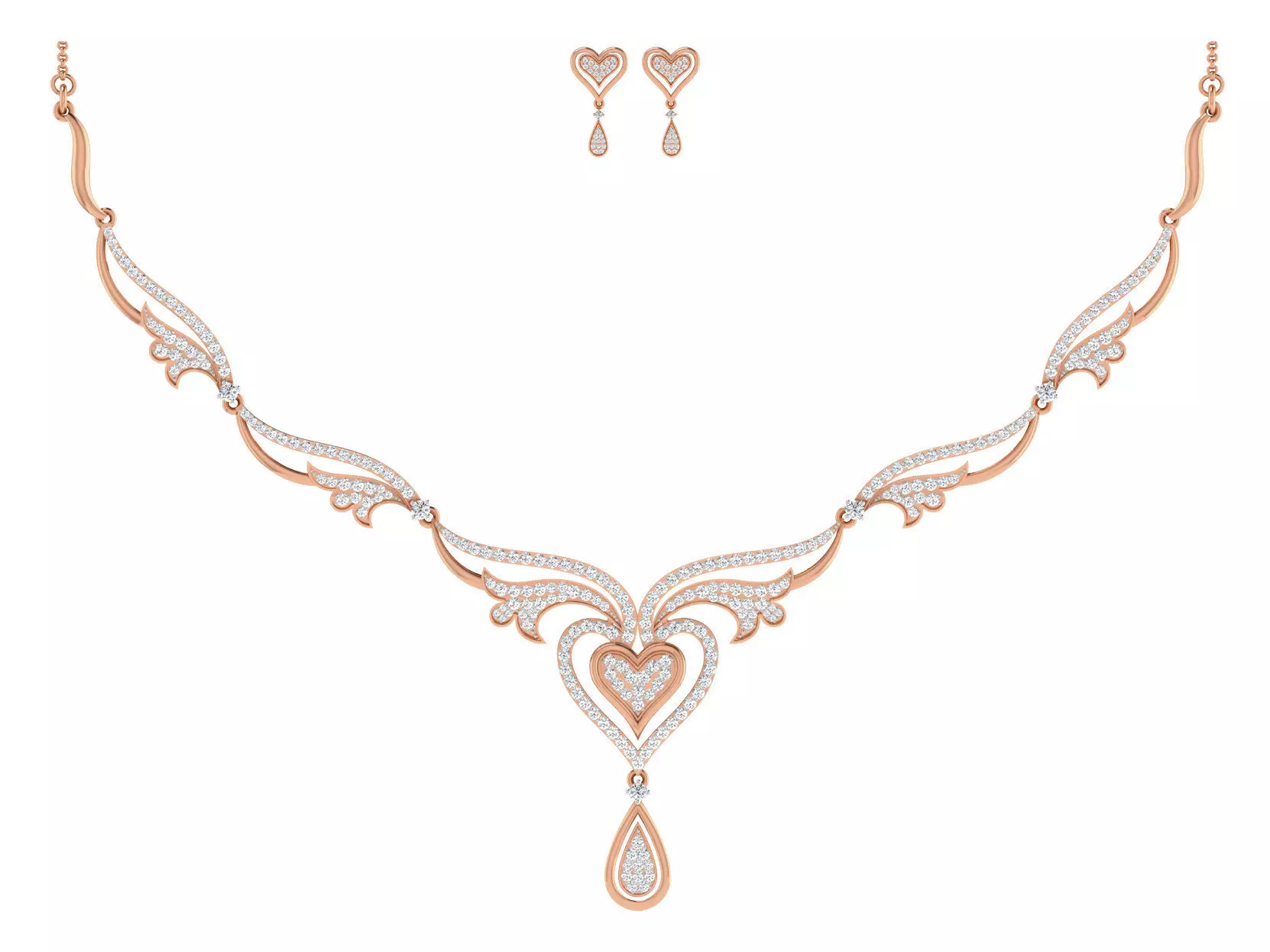 Women necklace-earrings set 3dm stl render detail 3D print model