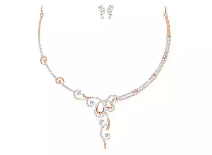 Women necklace-earrings set 3dm stl render detail