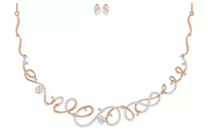 Women necklace-earrings set 3dm stl render detail