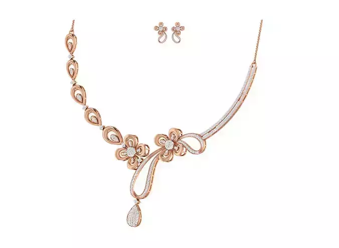 Women necklace-earrings set 3dm stl render detail