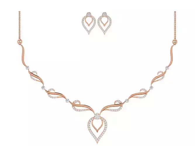 Women necklace-earrings set 3dm stl render detail