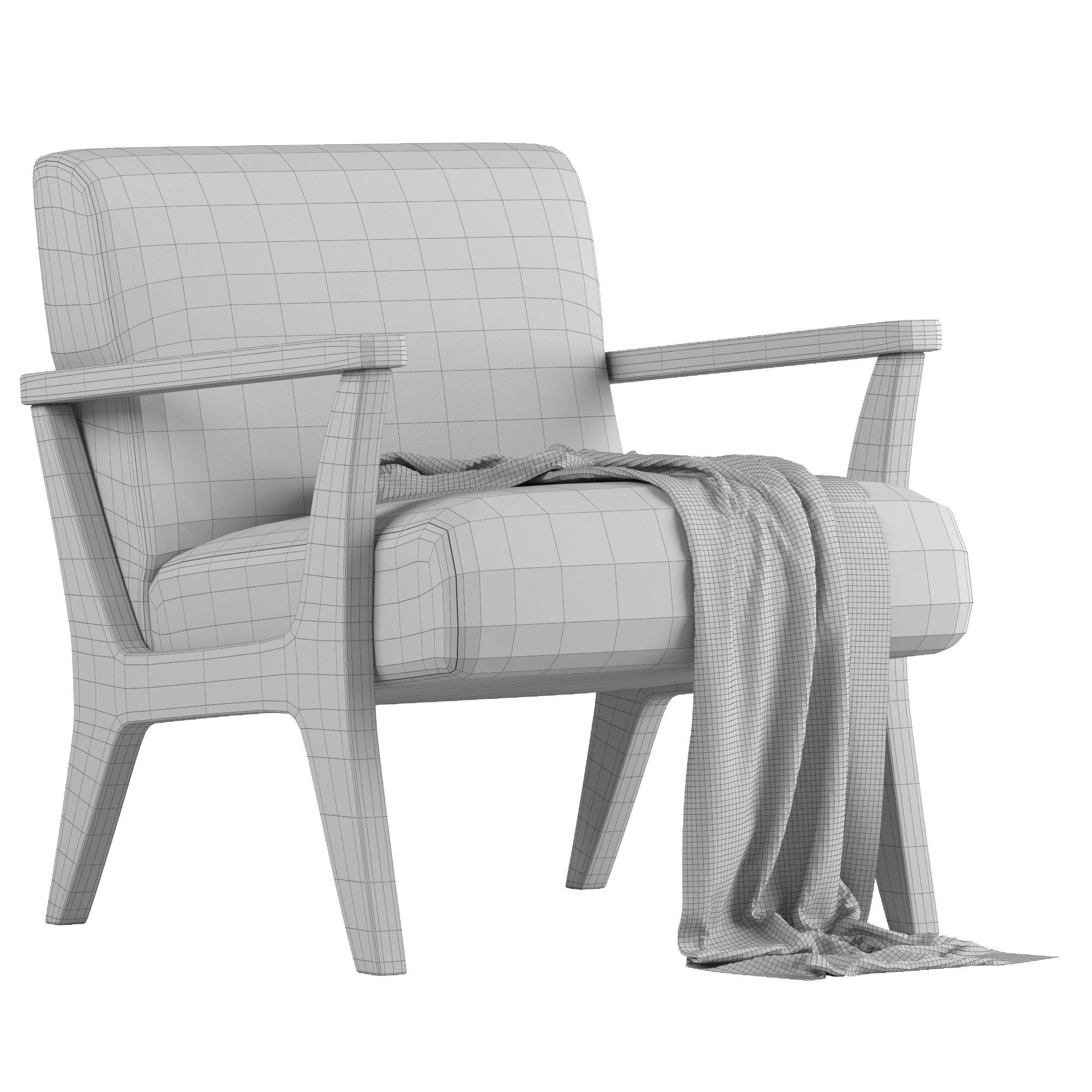 Armchair Vancouver Solid Wood Upholstered 3D model CGTrader