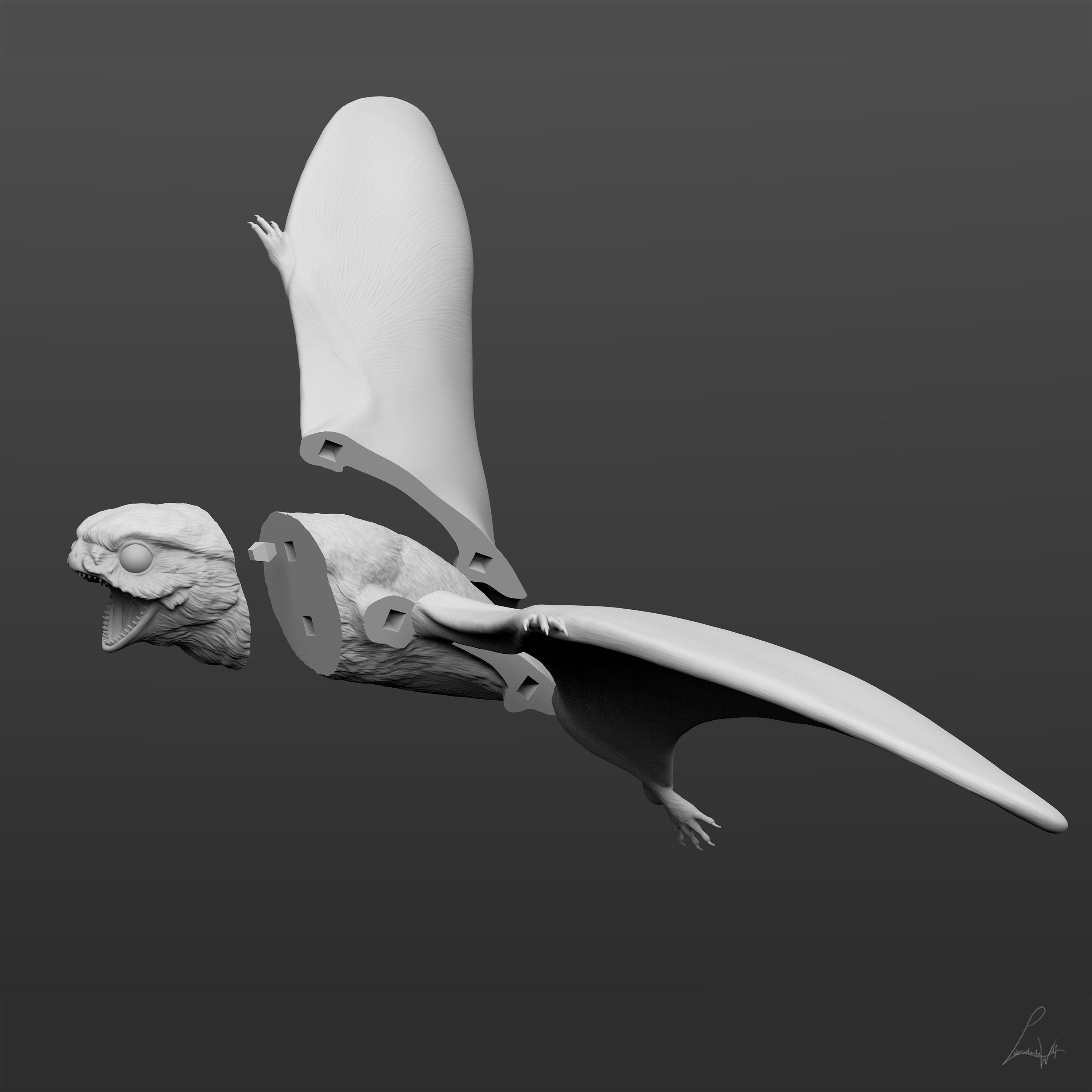 Anurognathus ammoni tiny pterosaur 3D print model_1