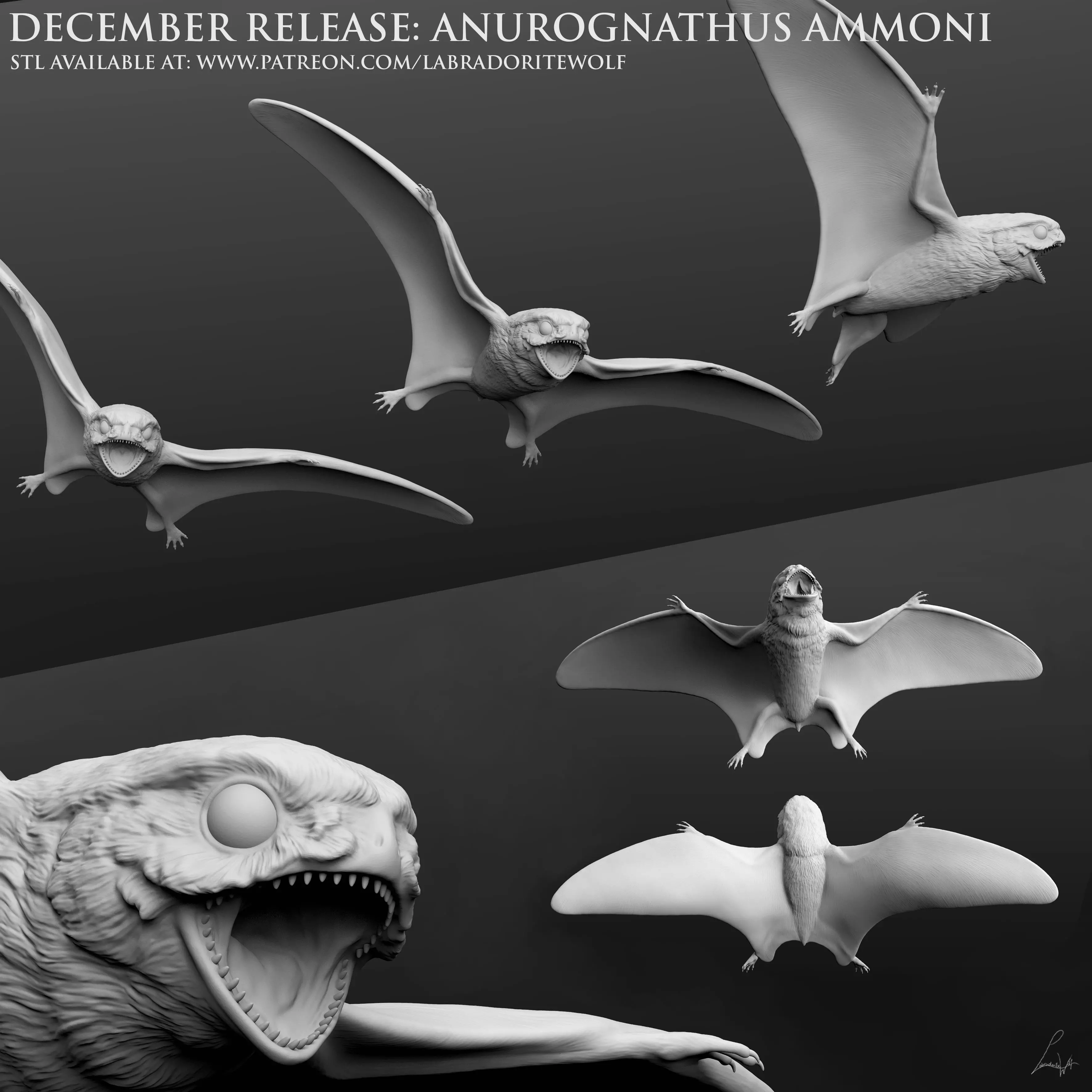 Anurognathus ammoni tiny pterosaur 3D print model_0