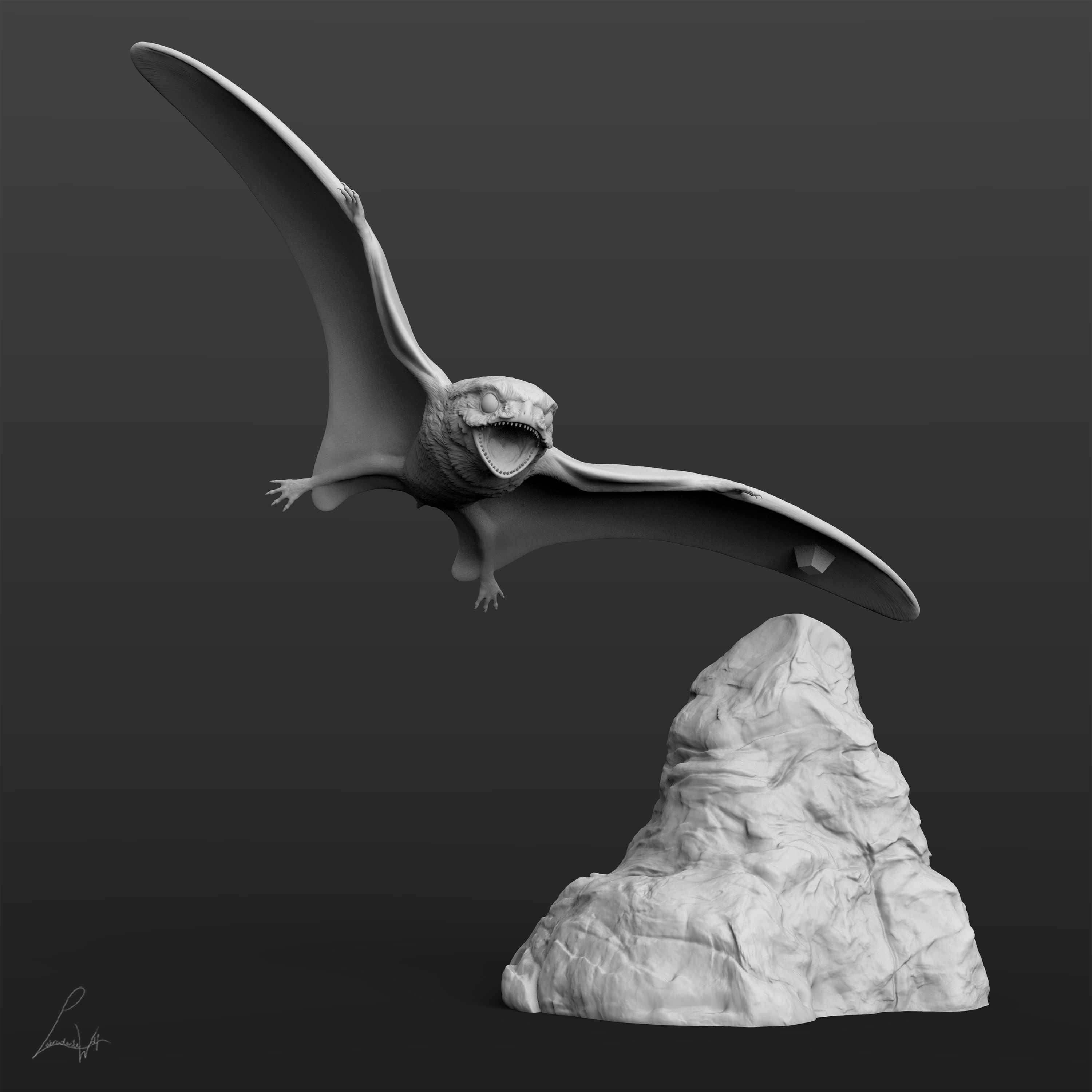 Anurognathus ammoni tiny pterosaur 3D print model_2