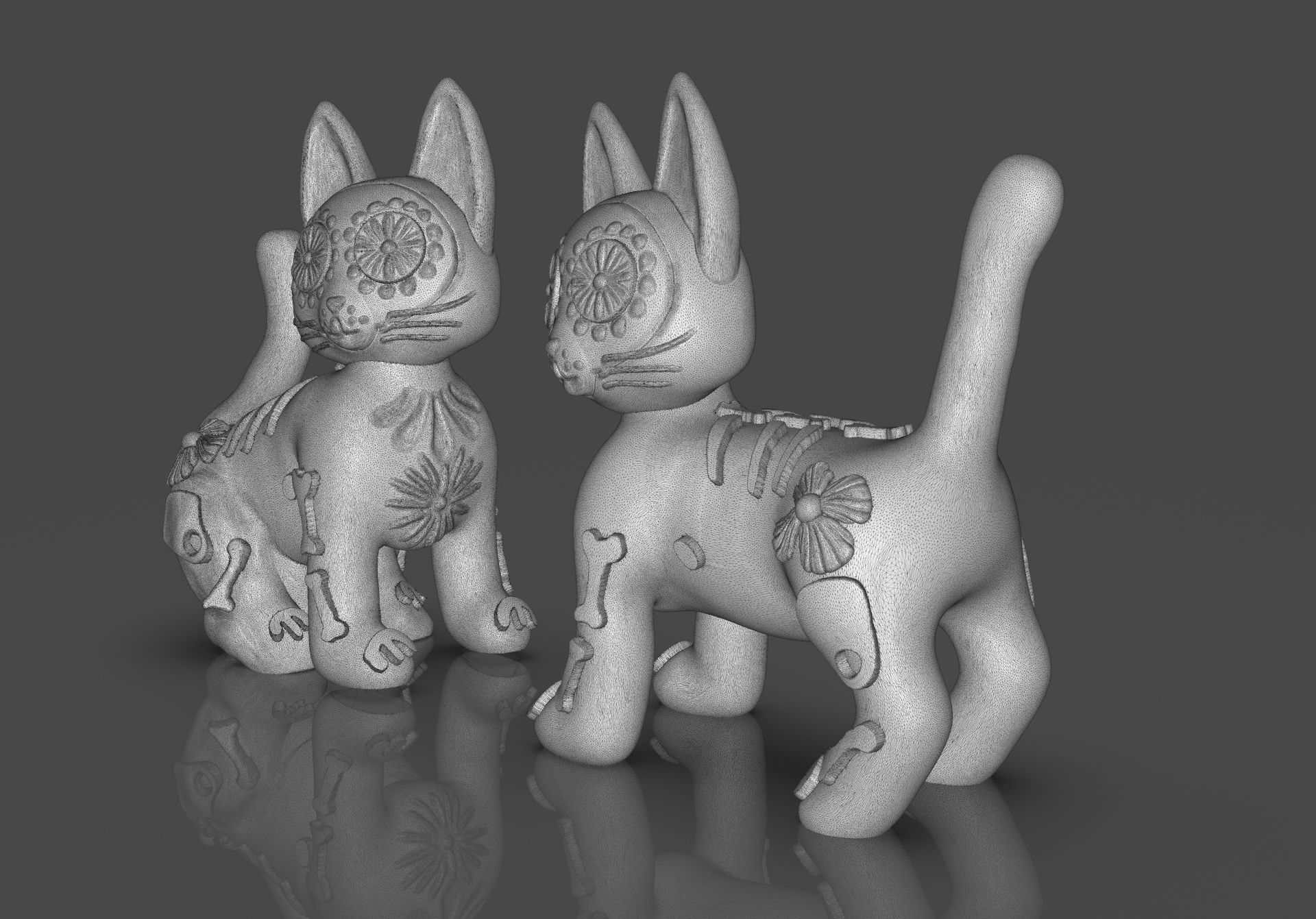Day of the Dead Cats 3D print model_6