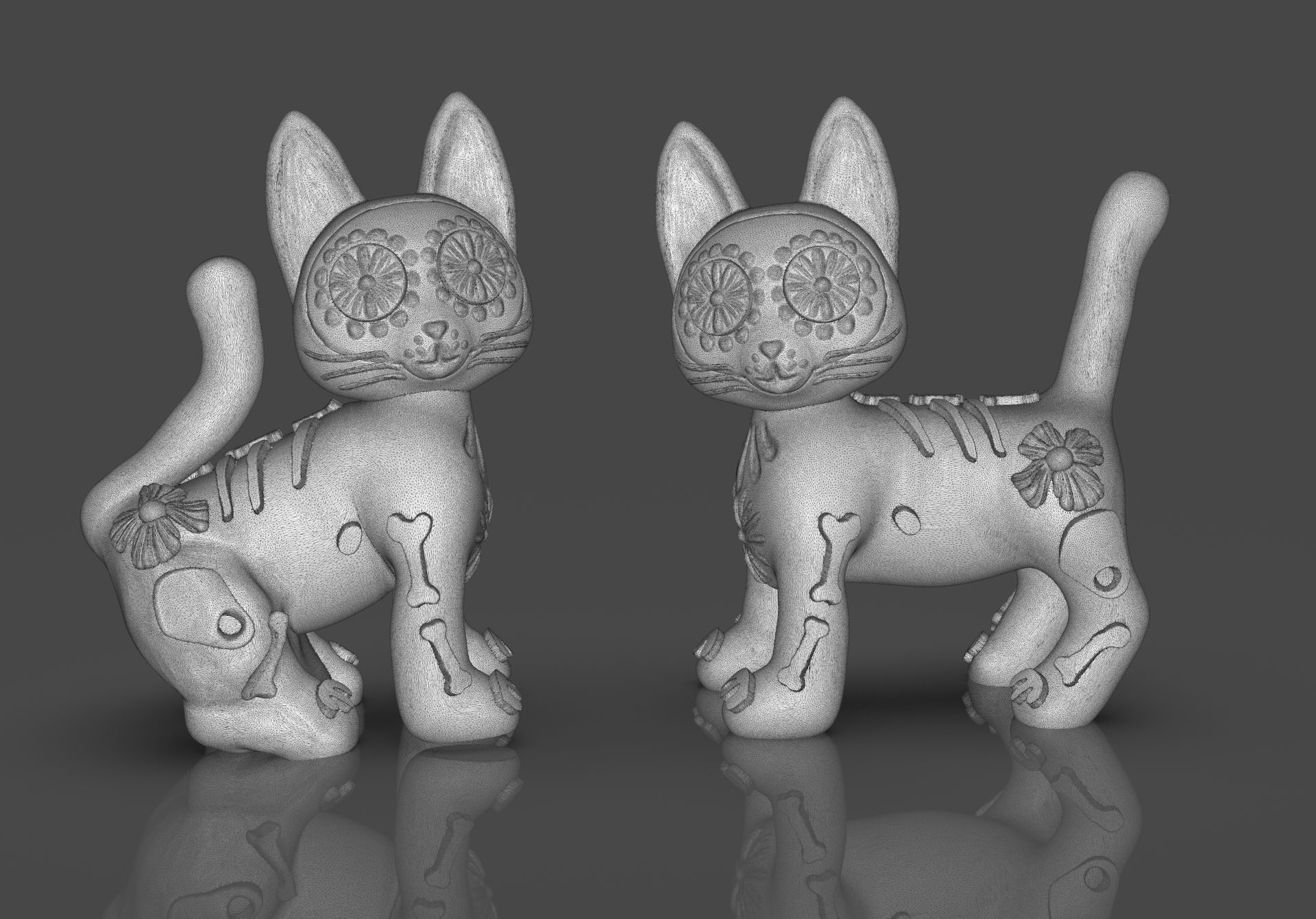 Day of the Dead Cats 3D print model_7