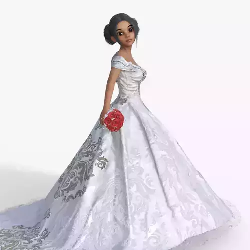 Cartoon Bride Rigged 3D model