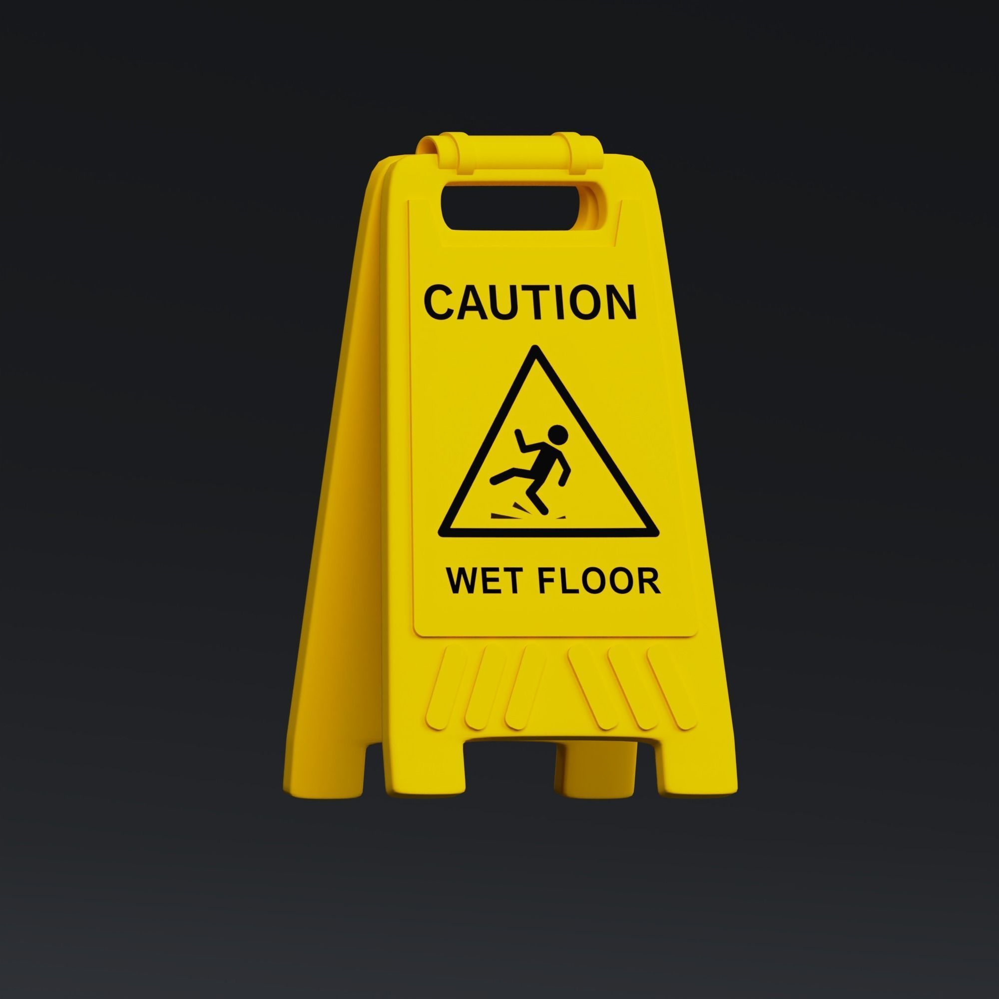 Slippery Sign - stylized icon Low-poly 3D model_5