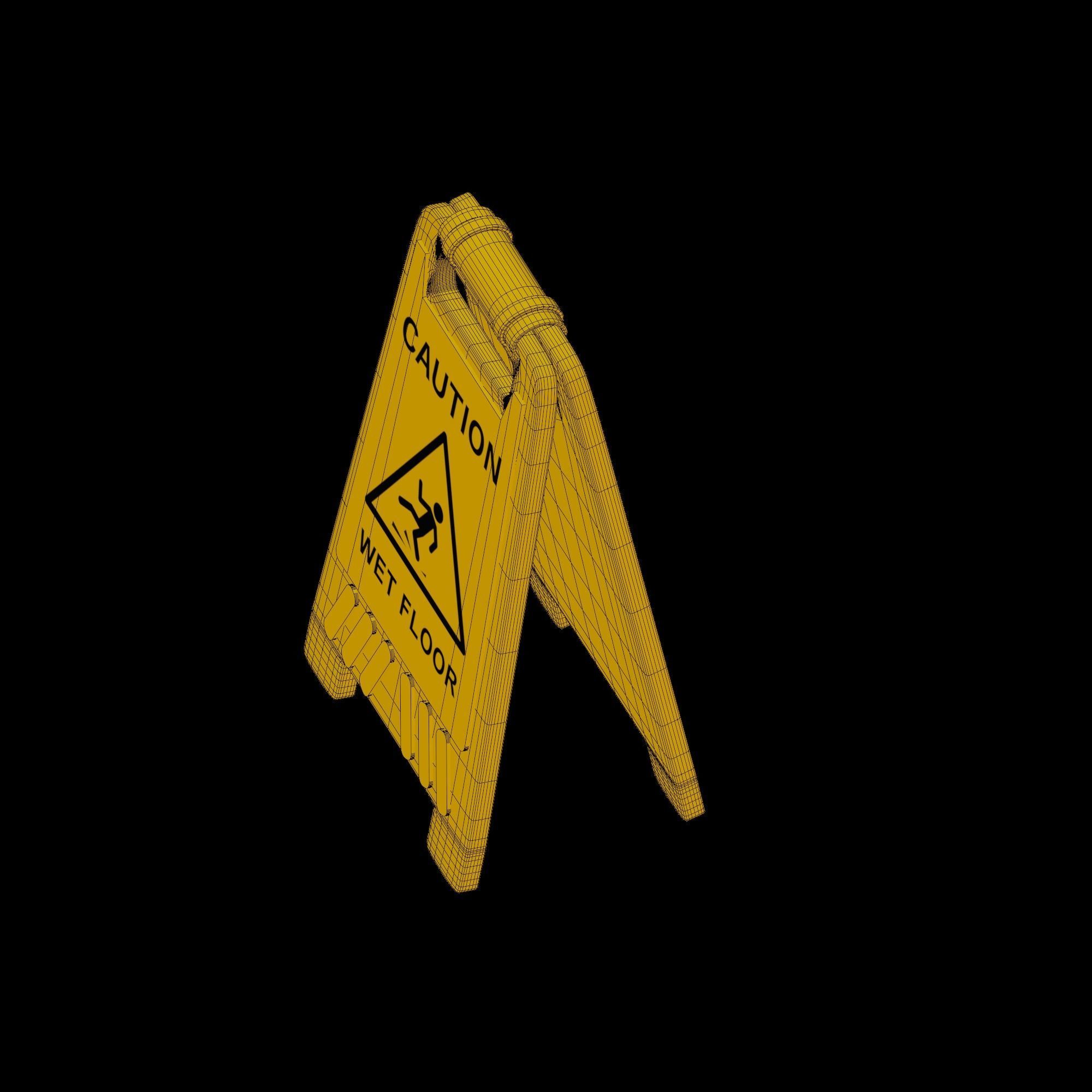 Slippery Sign - stylized icon Low-poly 3D model_9