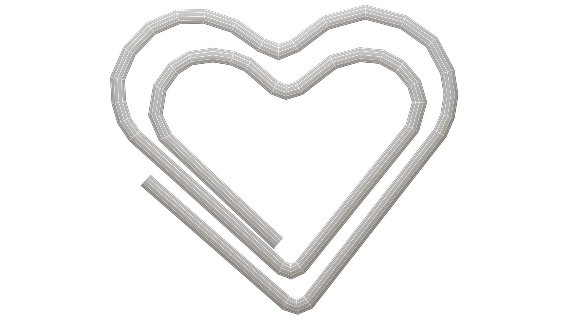 Paper Clip Heart Shape Metal 3D model_7