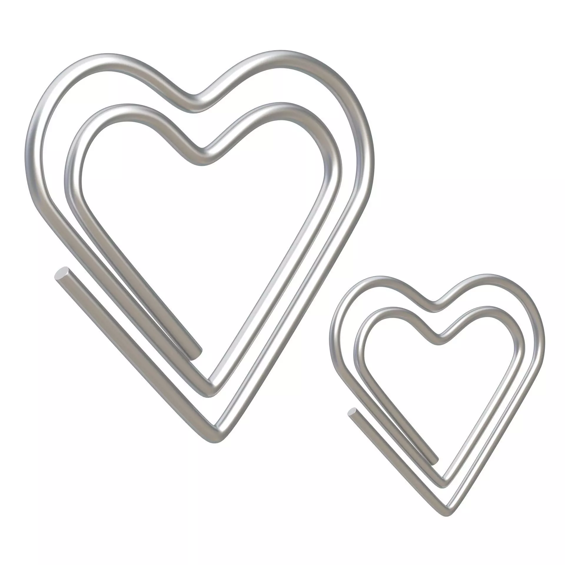 Paper Clip Heart Shape Metal 3D model_0