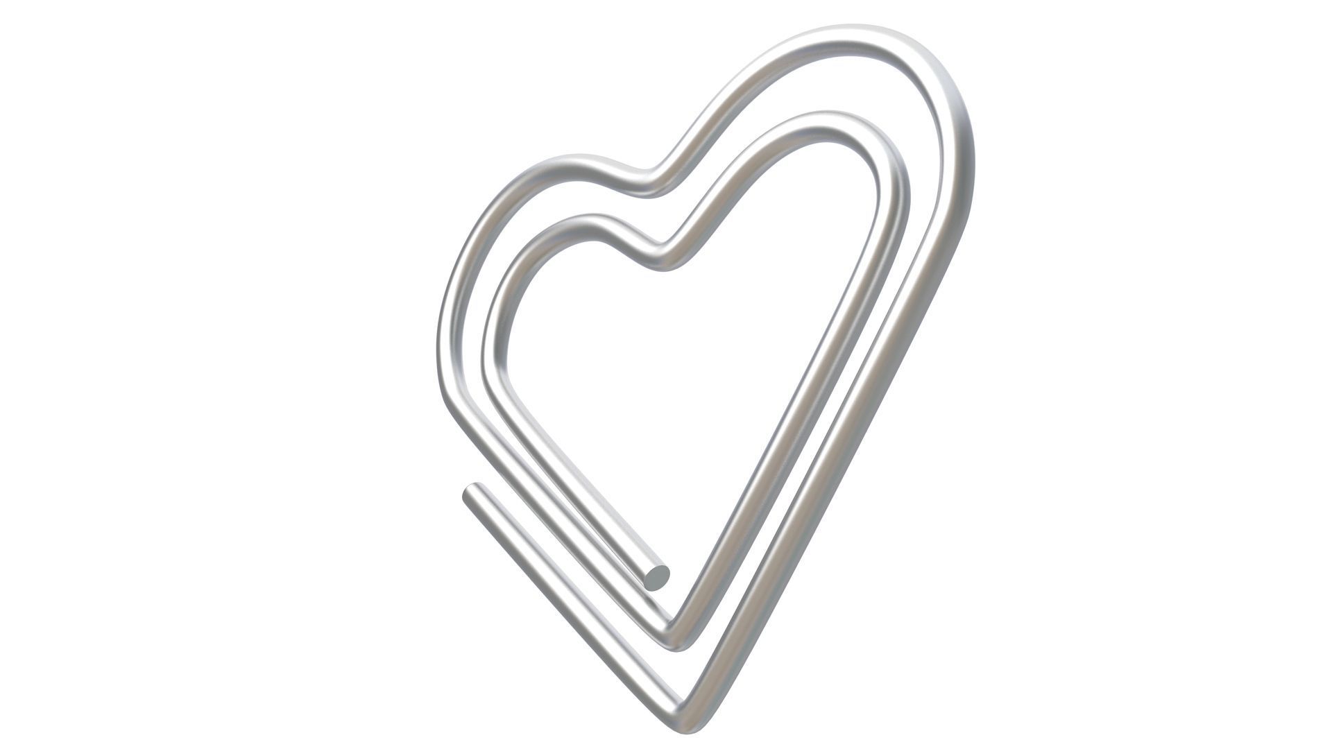 Paper Clip Heart Shape Metal 3D model_4