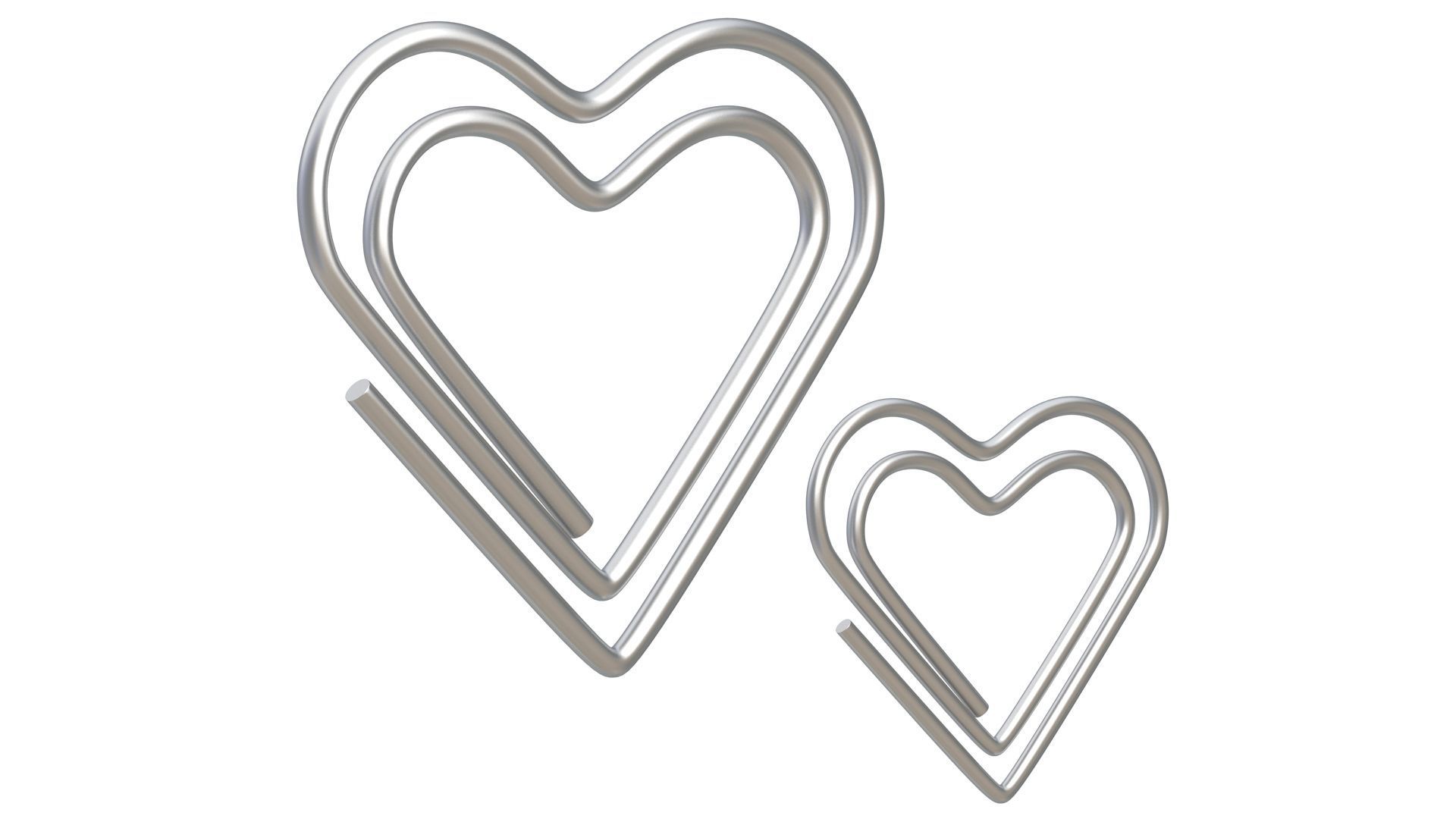 Paper Clip Heart Shape Metal 3D model_1