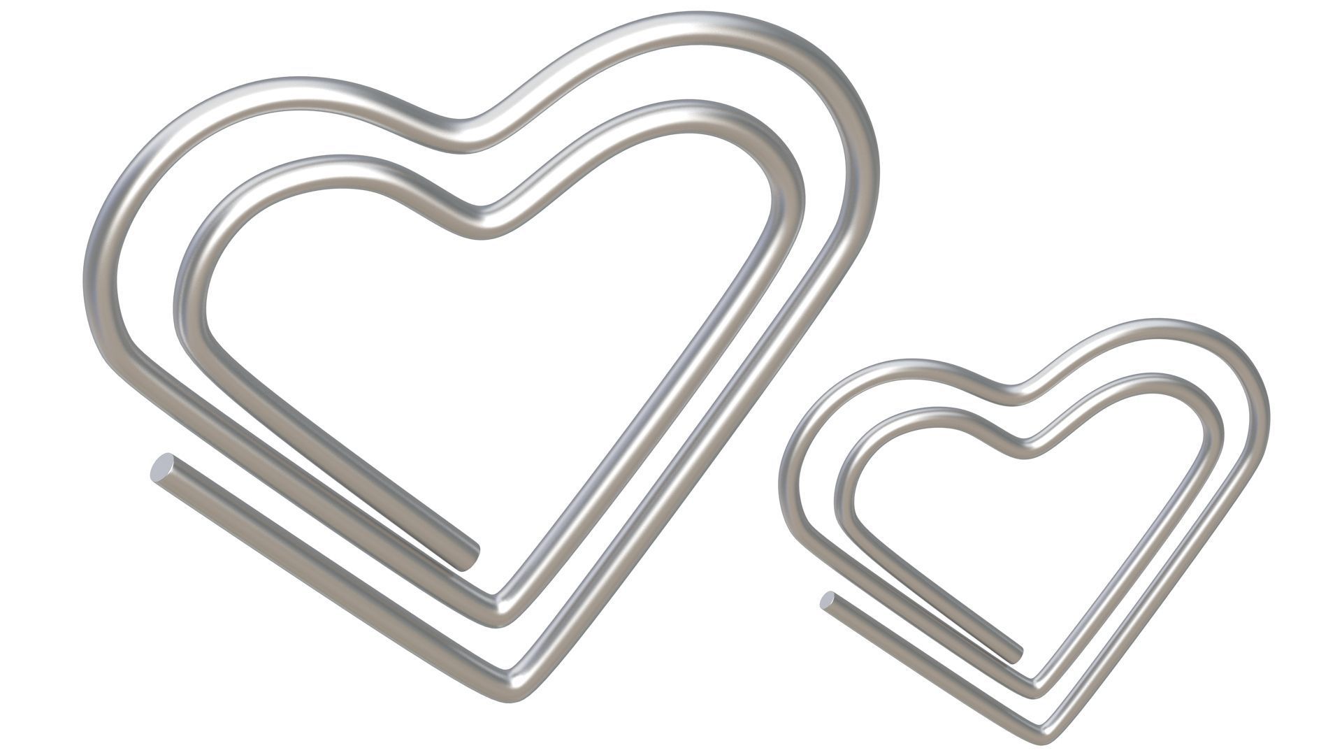 Paper Clip Heart Shape Metal 3D model_2