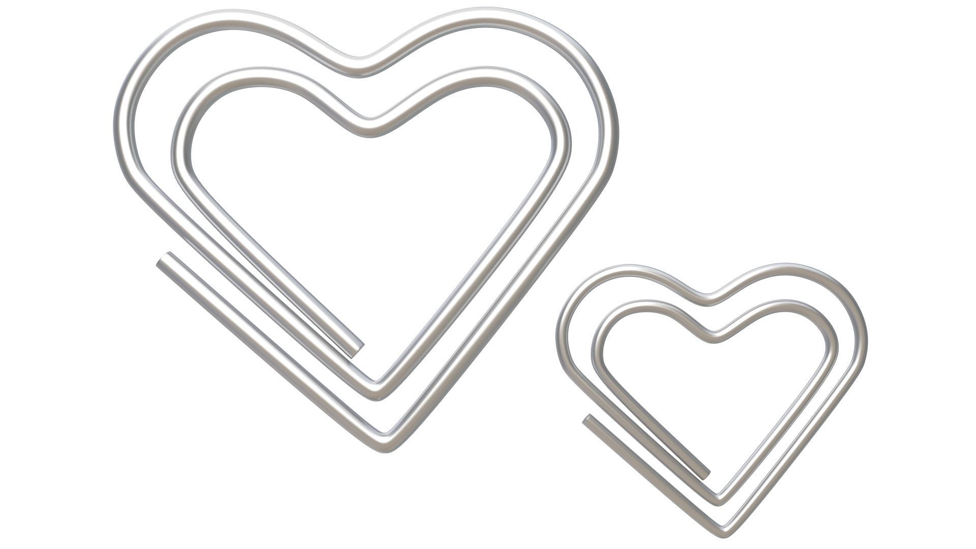 Paper Clip Heart Shape Metal 3D model_3