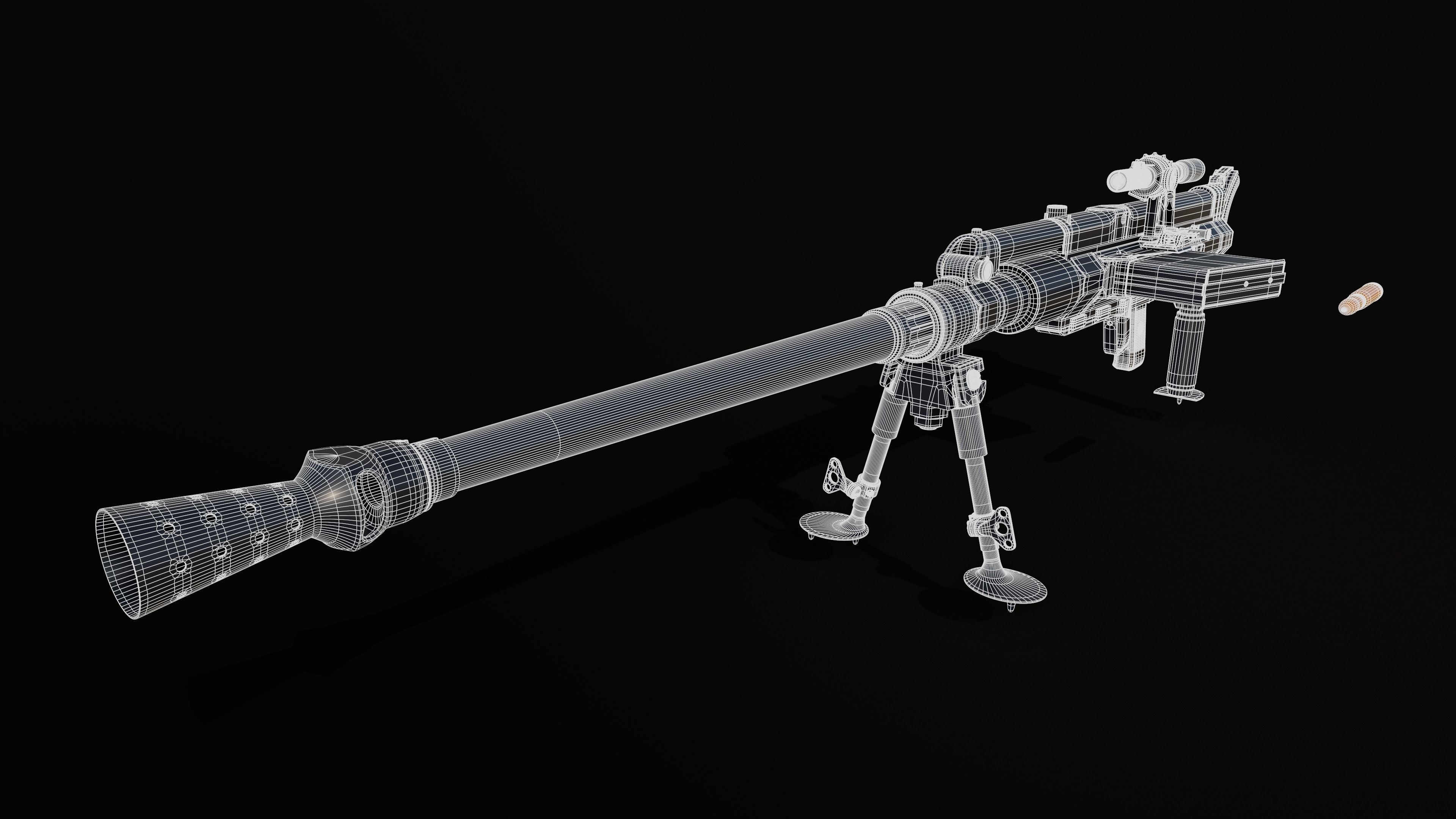 36M antitank rifle Low-poly 3D model_12
