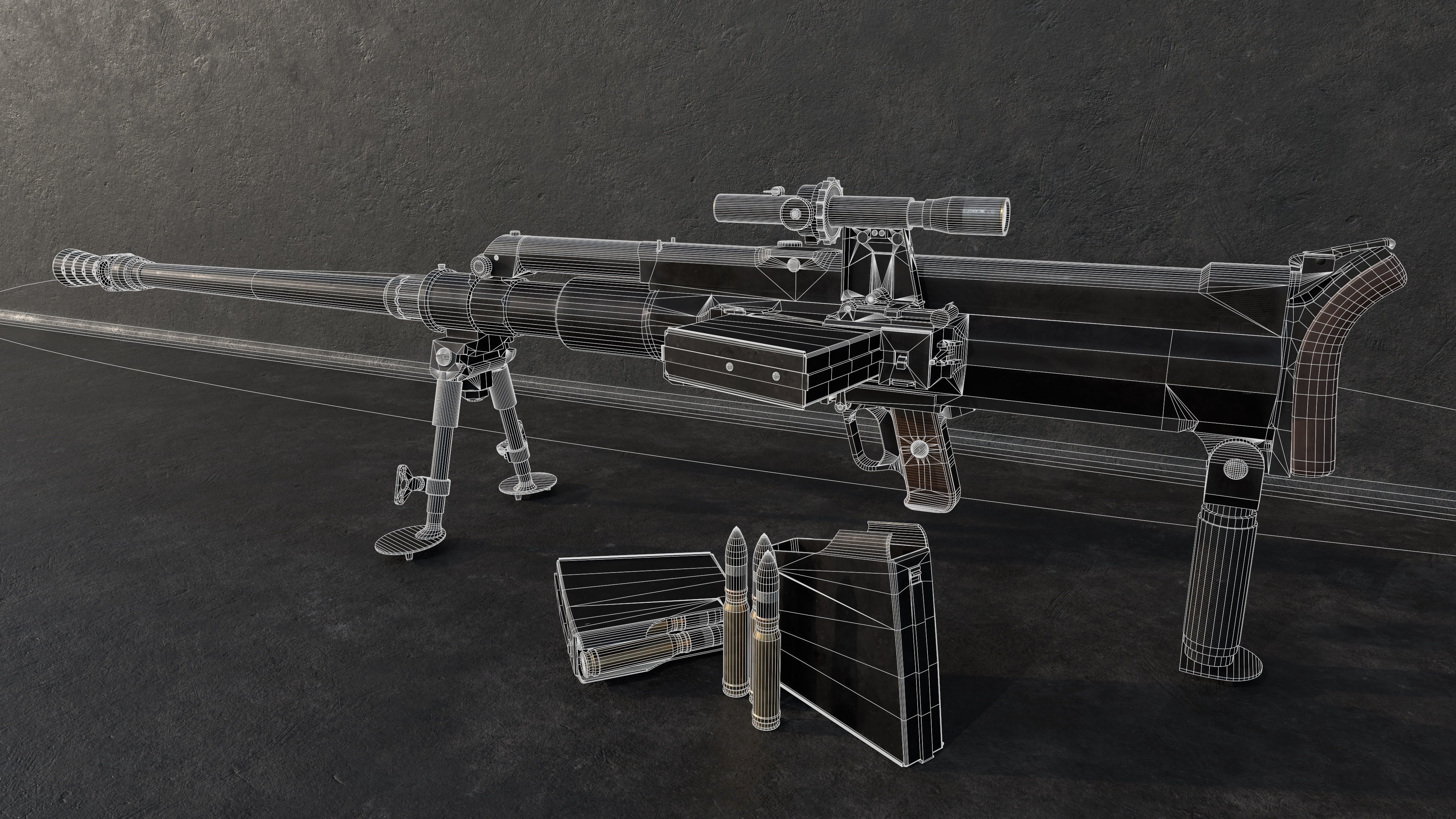 36M antitank rifle Low-poly 3D model_10