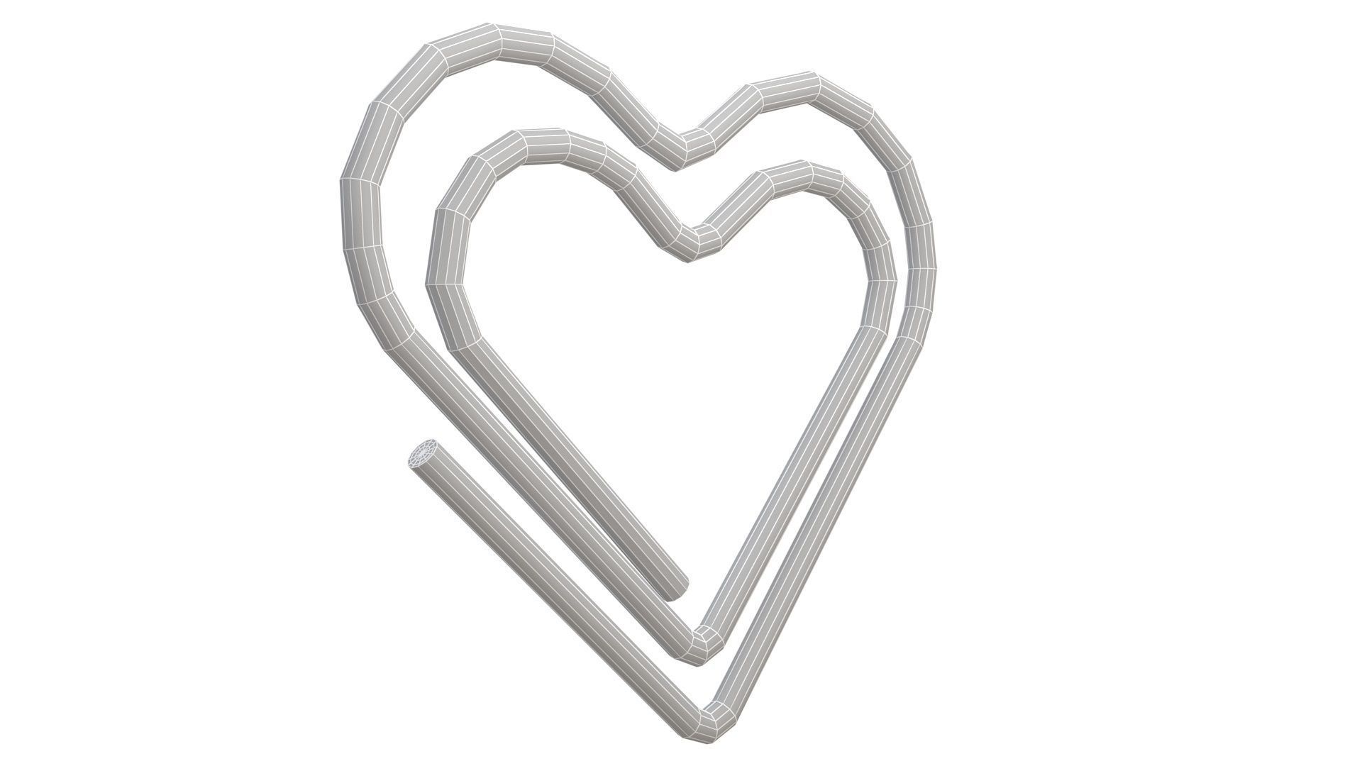 Paper Clip Heart Shape Red 3D model_8