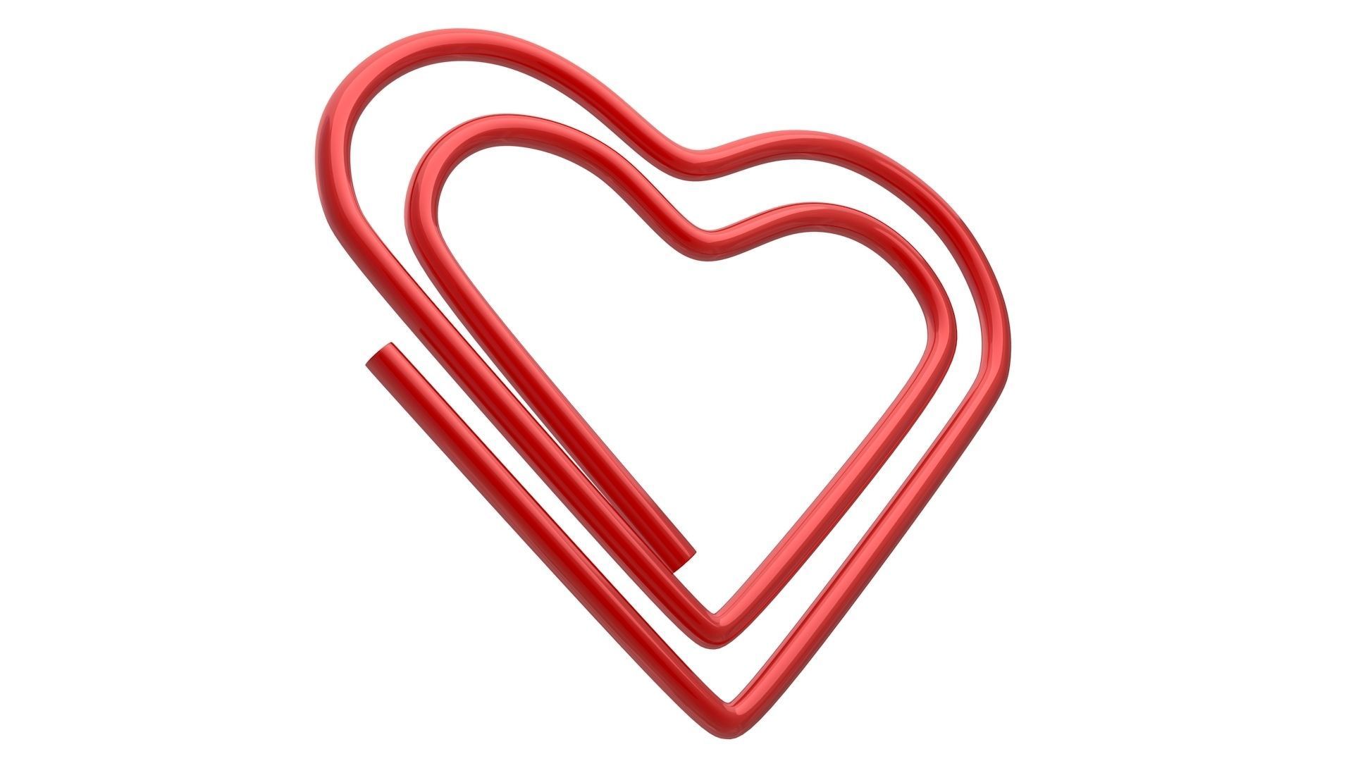Paper Clip Heart Shape Red 3D model_5