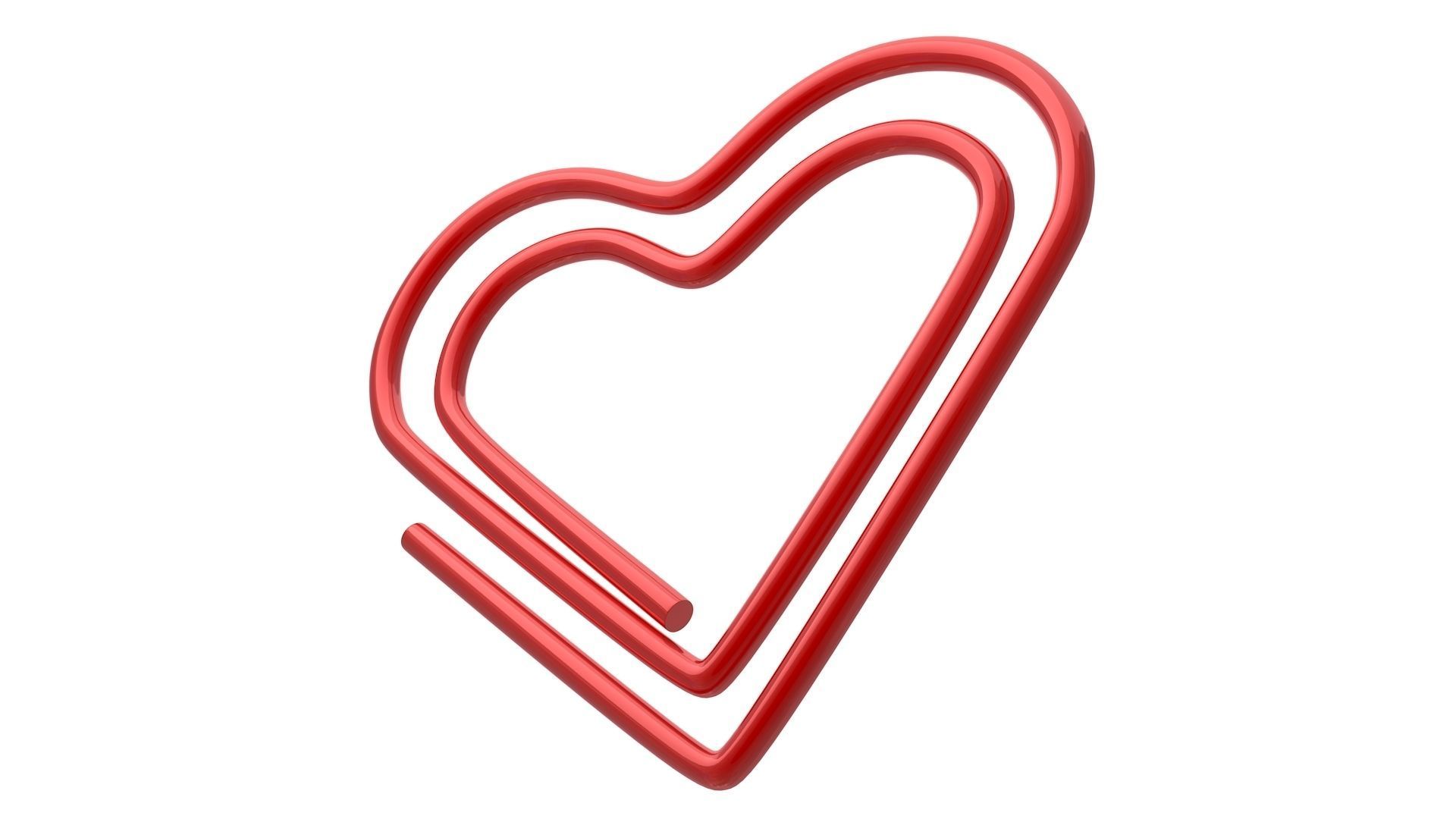 Paper Clip Heart Shape Red 3D model_4