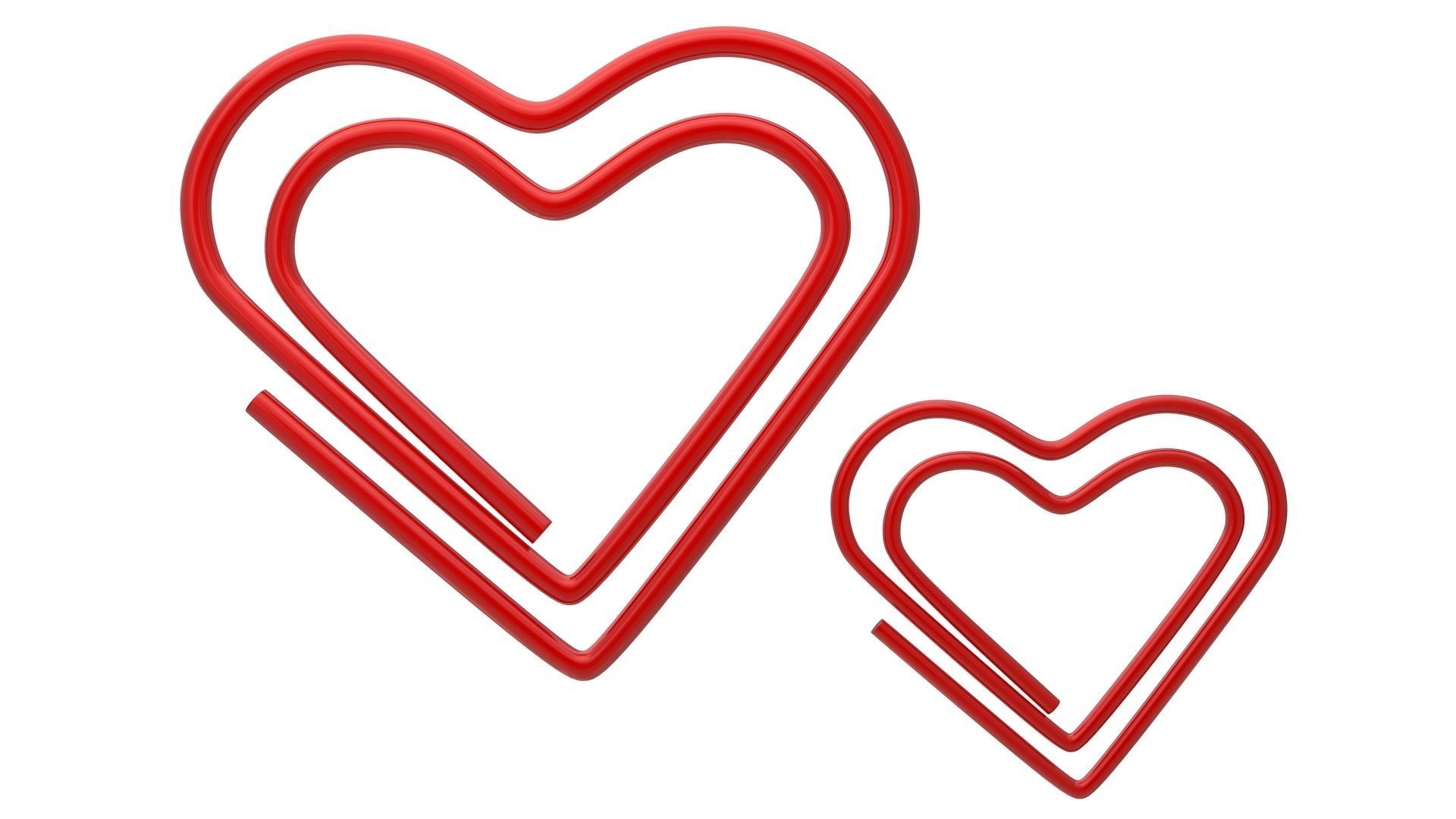 Paper Clip Heart Shape Red 3D model_3