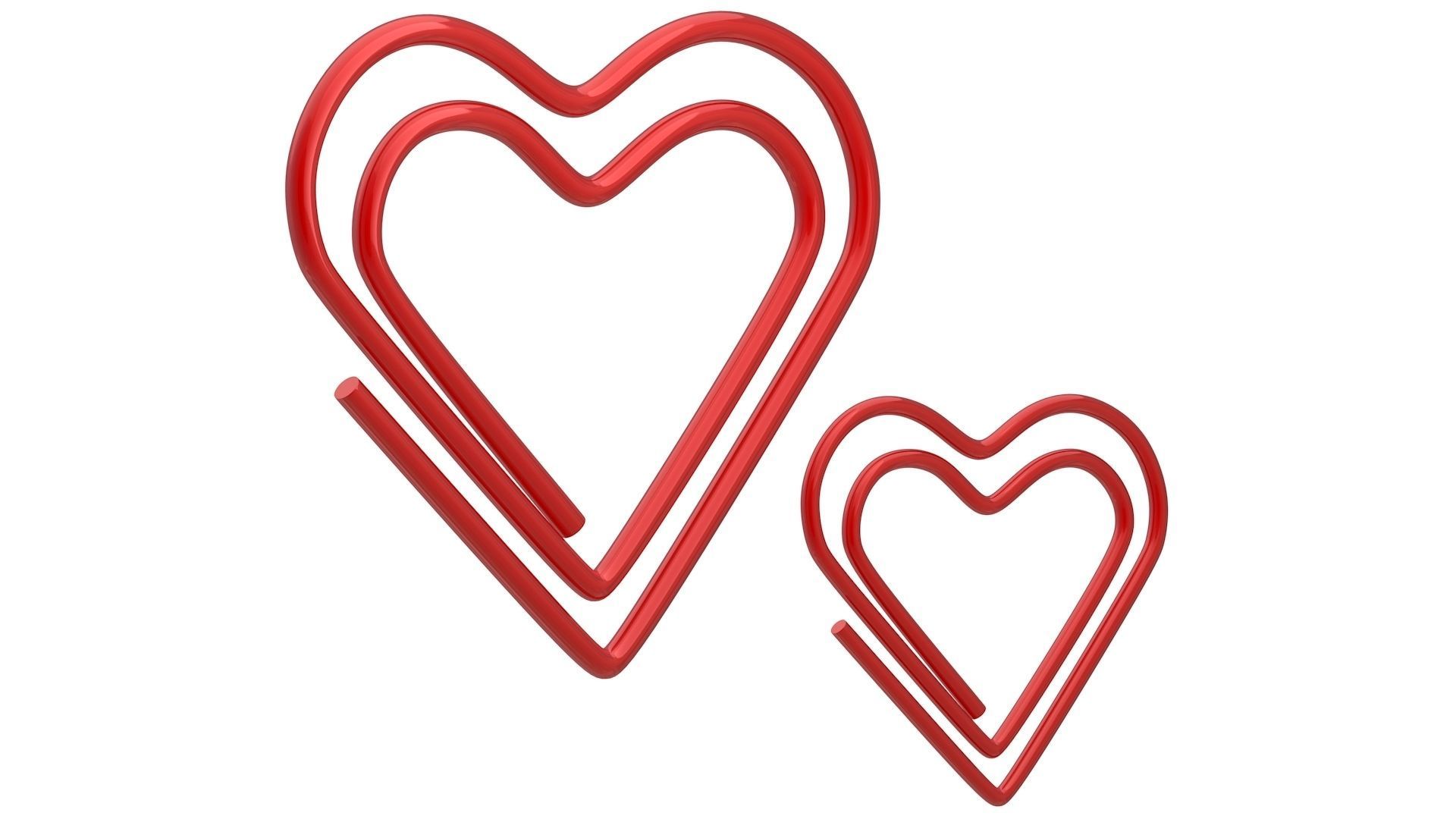 Paper Clip Heart Shape Red 3D model_1