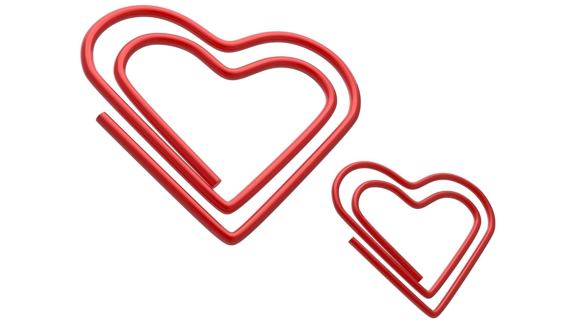 Paper Clip Heart Shape Red 3D model_2