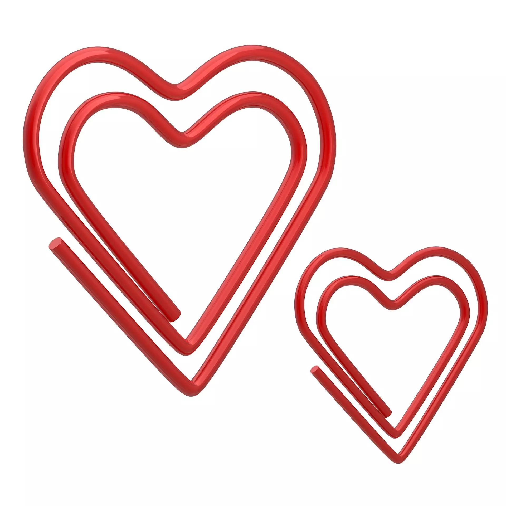 Paper Clip Heart Shape Red 3D model_0