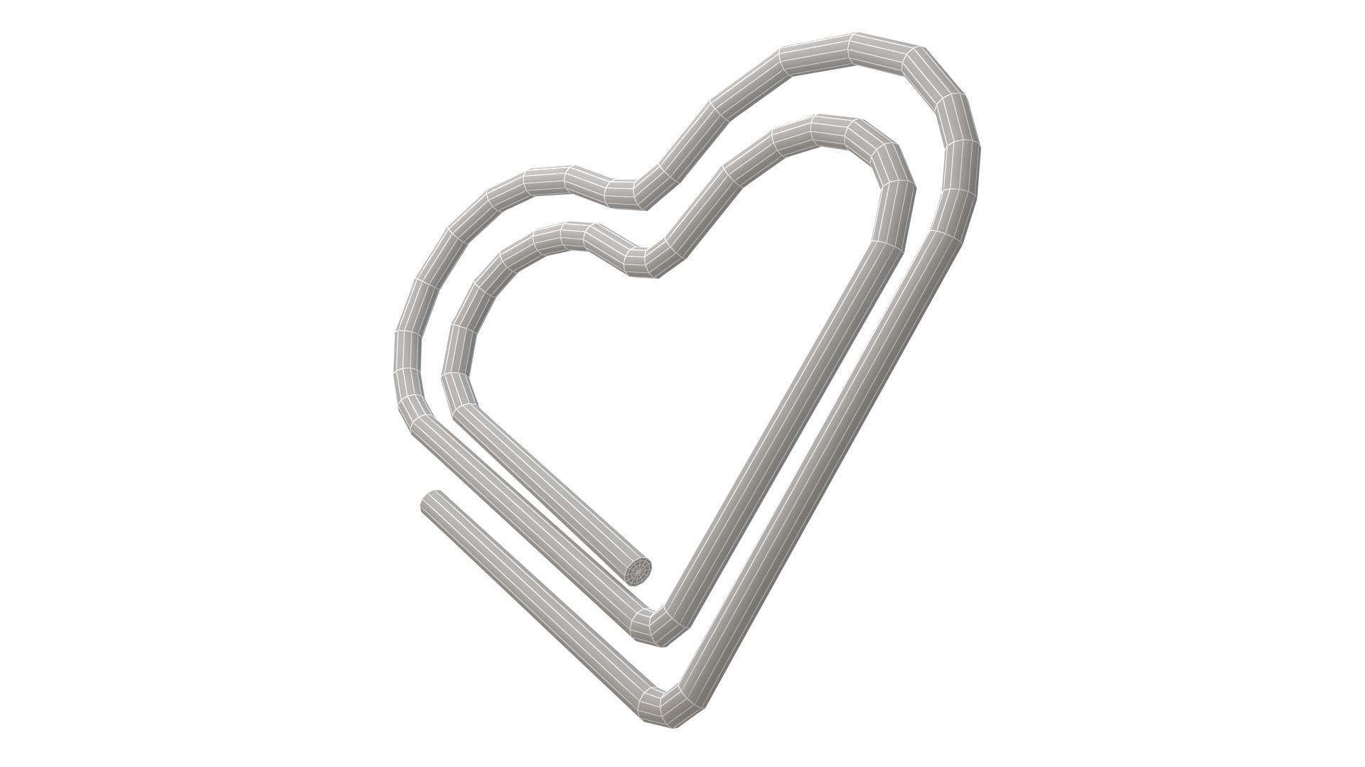 Paper Clip Heart Shape Red 3D model_9