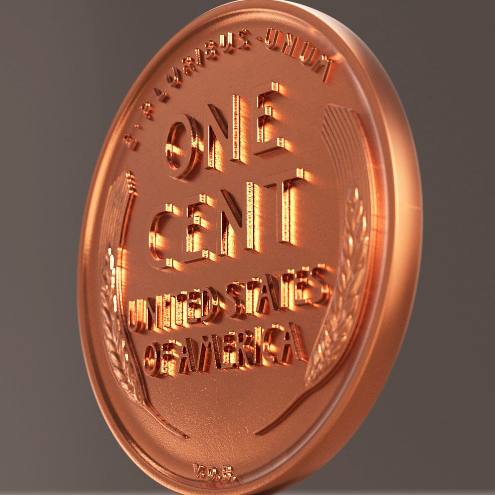 Lincoln Penny 1909 3D model_6