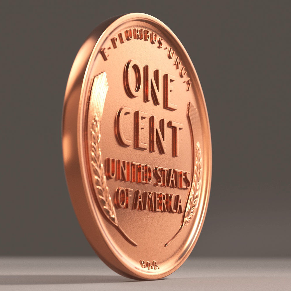 Lincoln Penny 1909 3D model_4