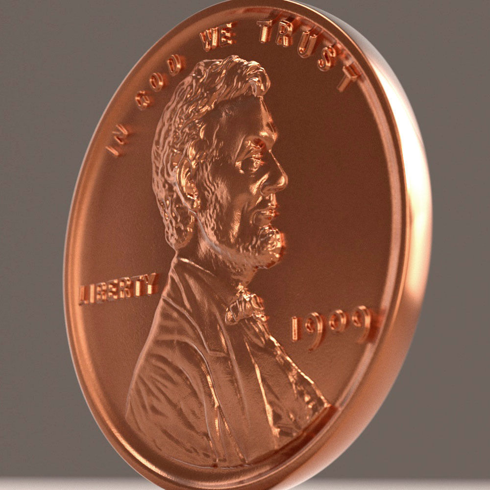 Lincoln Penny 1909 3D model_9