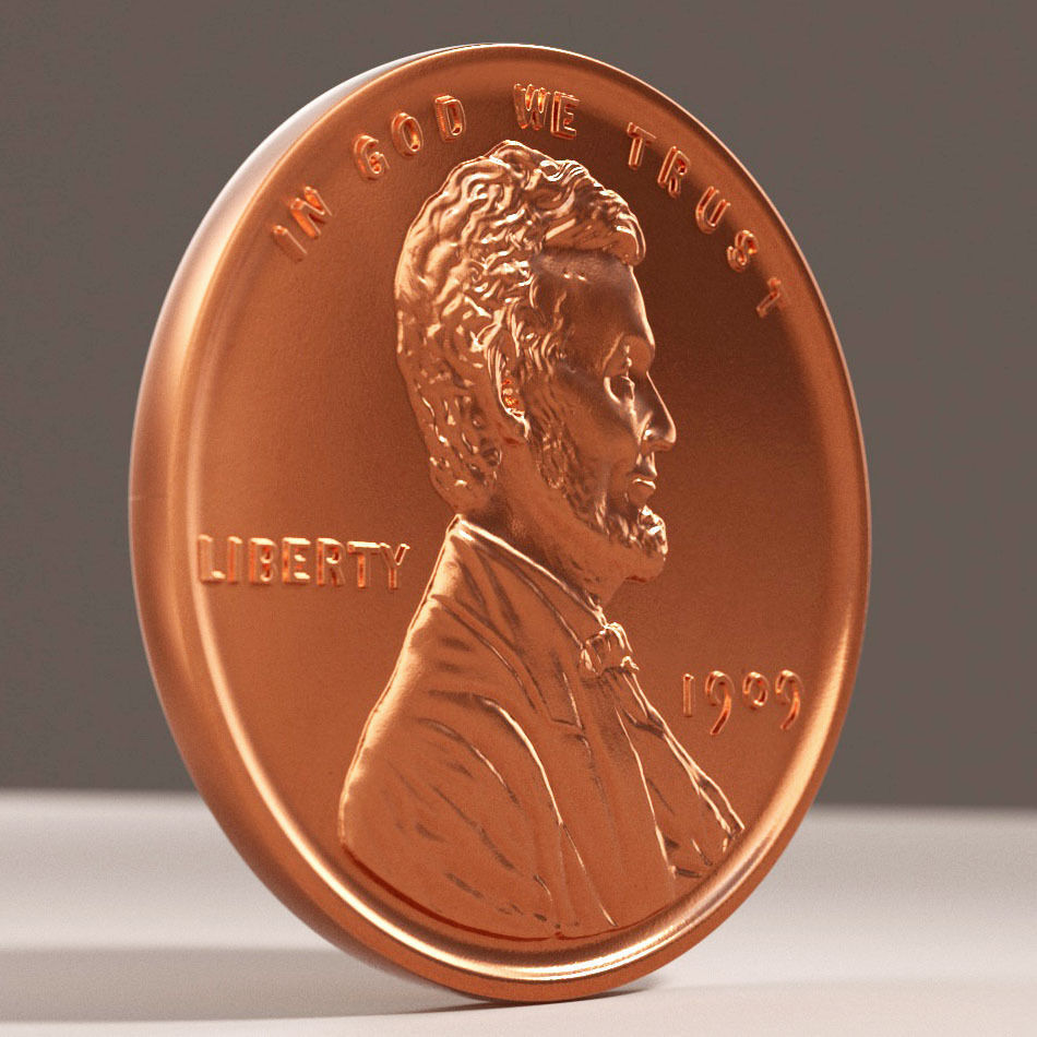 Lincoln Penny 1909 3D model_7